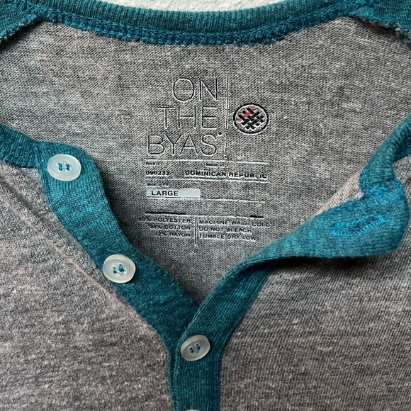 On the Byas. Gray and Teal Henley Shirt - Picture 2 of 3